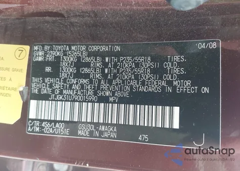 2009 Lexus Rx 350 z USA, uszkodzony, nr VIN JTJGK31U790015990